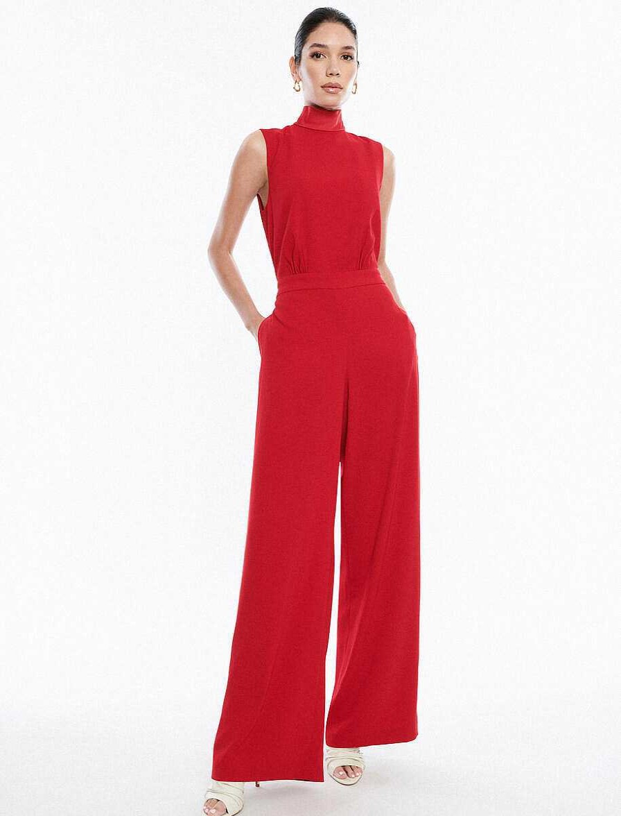 BCBG MAX AZRIA Overall-Strampler | Jumpsuit Cuello Alto Pierna Ancha Con Lazo