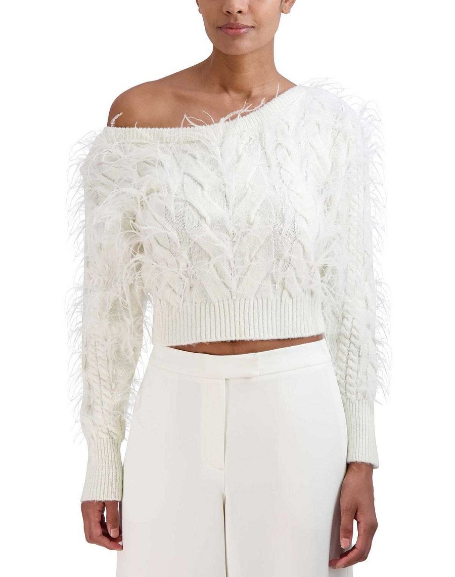 BCBG MAX AZRIA Pullover | Crop Asymmetrischer Pullover Mit Plumen