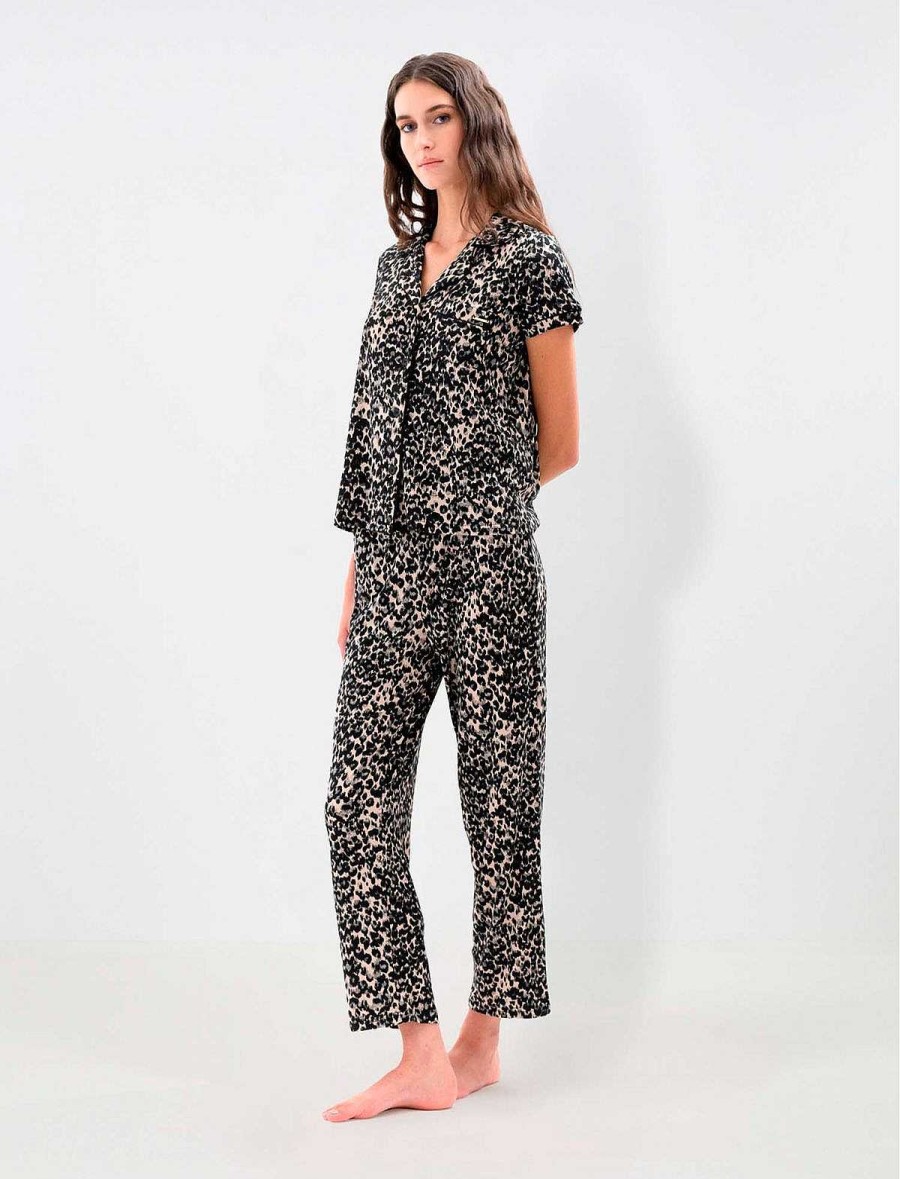 BCBG MAX AZRIA Pyjama | Lose Pyjama-Set Mit Leoparden Und Tierdruck