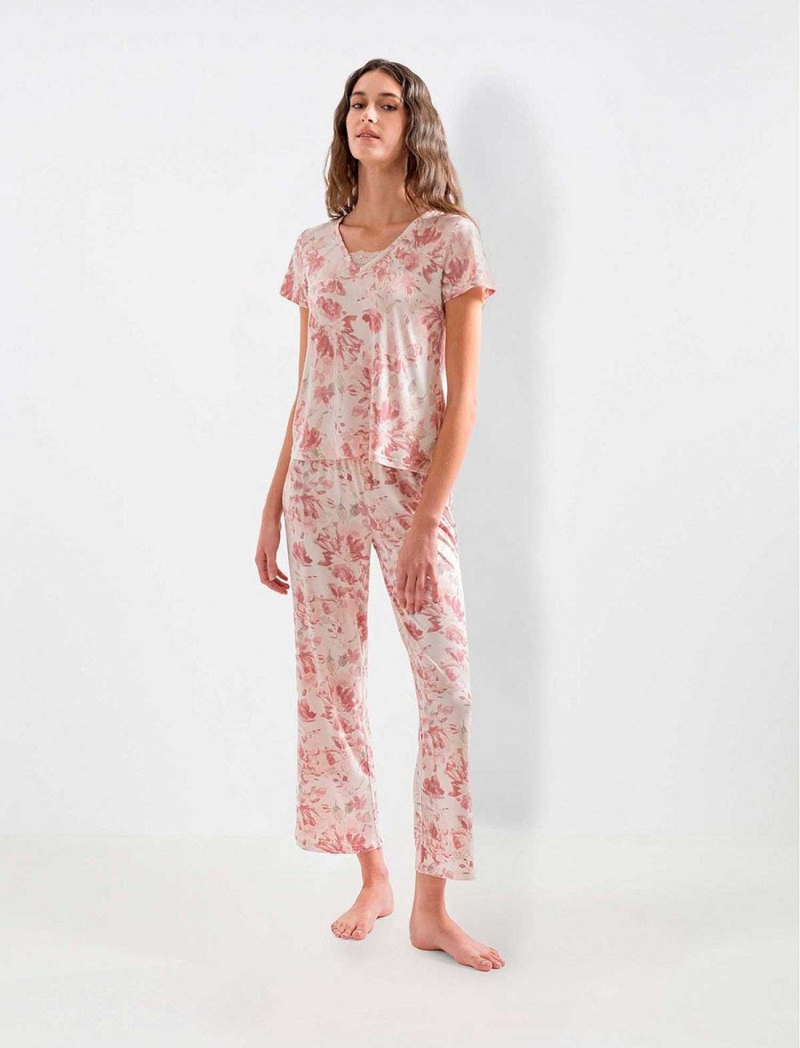 BCBG MAX AZRIA Pyjama | Groses Pyjama-Set Mit Blumendruck