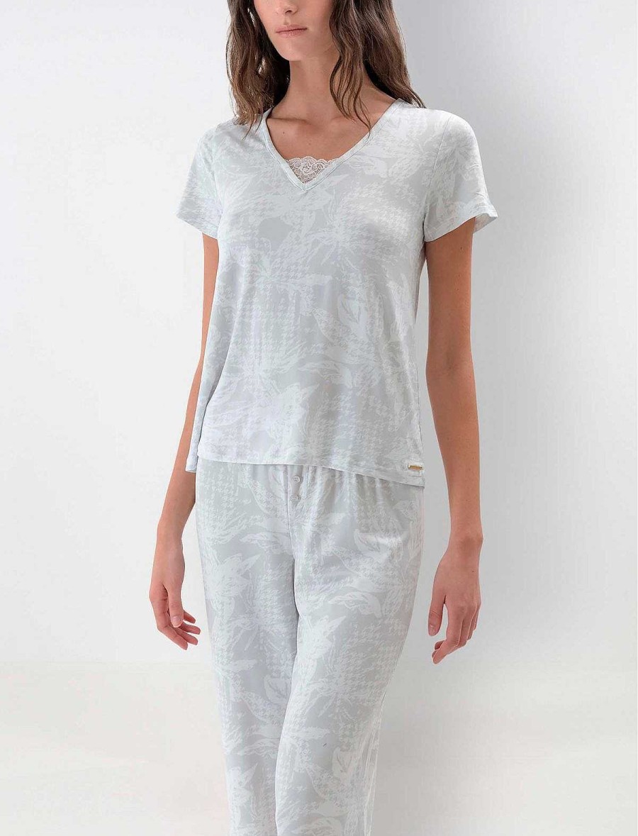 BCBG MAX AZRIA Pyjama | Playera Escote Bedrucktes Groses Pyjama-Set En V