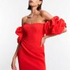 BCBG MAX AZRIA Nacht | Kurzes Hombers-Kleid Descubiertos Manga Globo