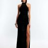 BCBG MAX AZRIA Nacht | Weites Asymetrisches Terciopeel-Kleid Mit Linealem Patron