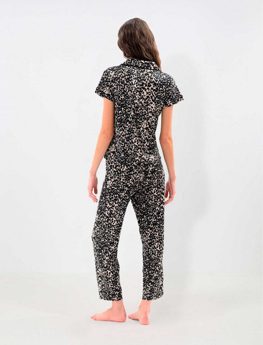 BCBG MAX AZRIA Pyjama | Lose Pyjama-Set Mit Leoparden Und Tierdruck