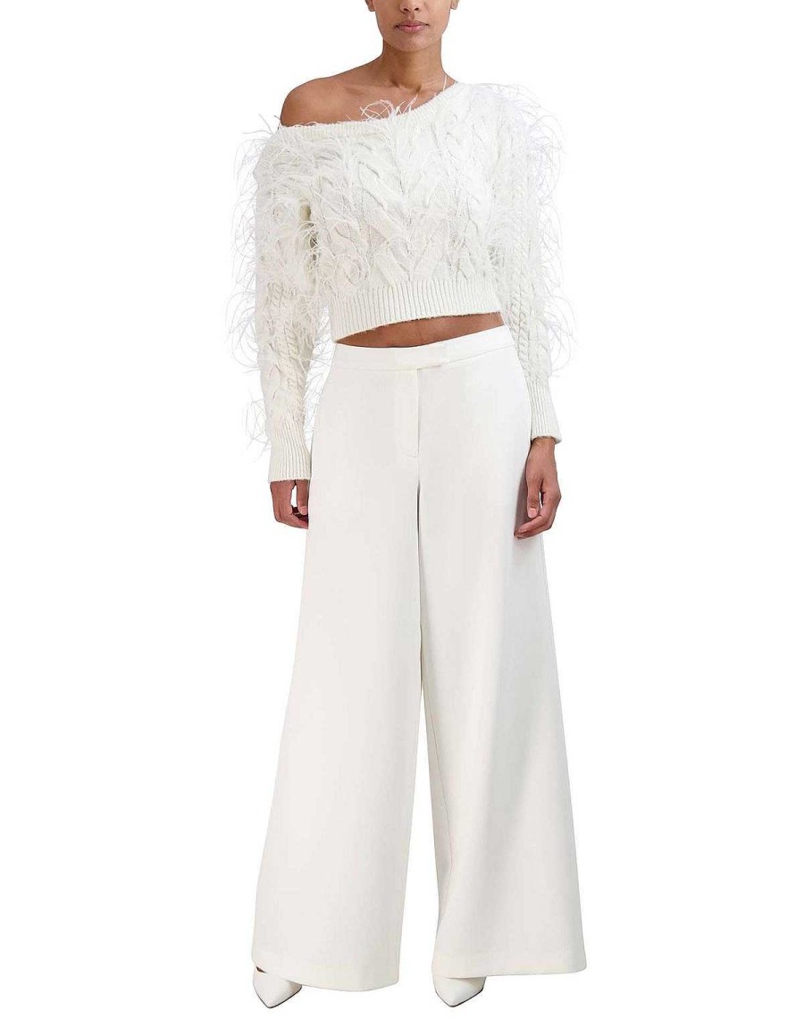 BCBG MAX AZRIA Pullover | Crop Asymmetrischer Pullover Mit Plumen