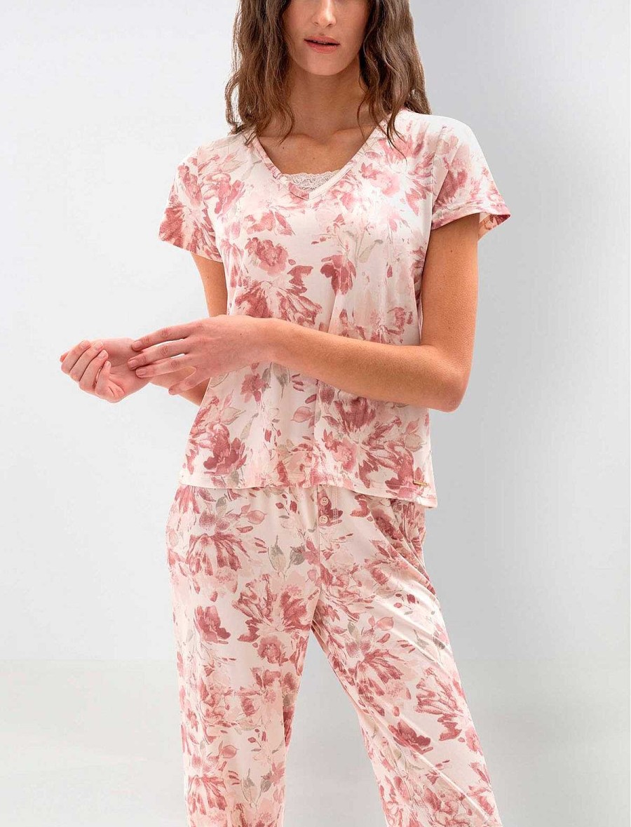 BCBG MAX AZRIA Pyjama | Groses Pyjama-Set Mit Blumendruck