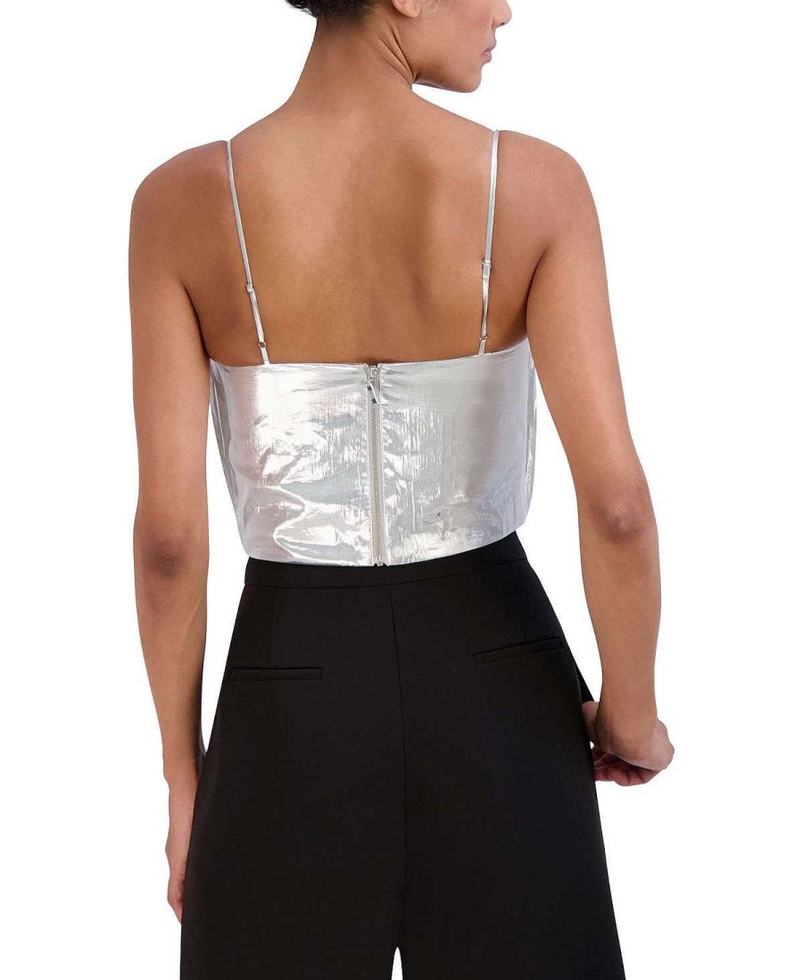 BCBG MAX AZRIA Oberteile | Metallisches, Plissiertes Crop-Top