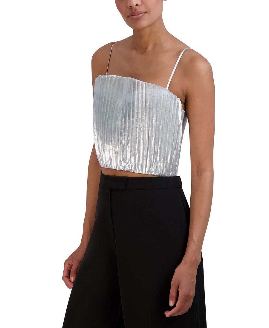 BCBG MAX AZRIA Oberteile | Metallisches, Plissiertes Crop-Top