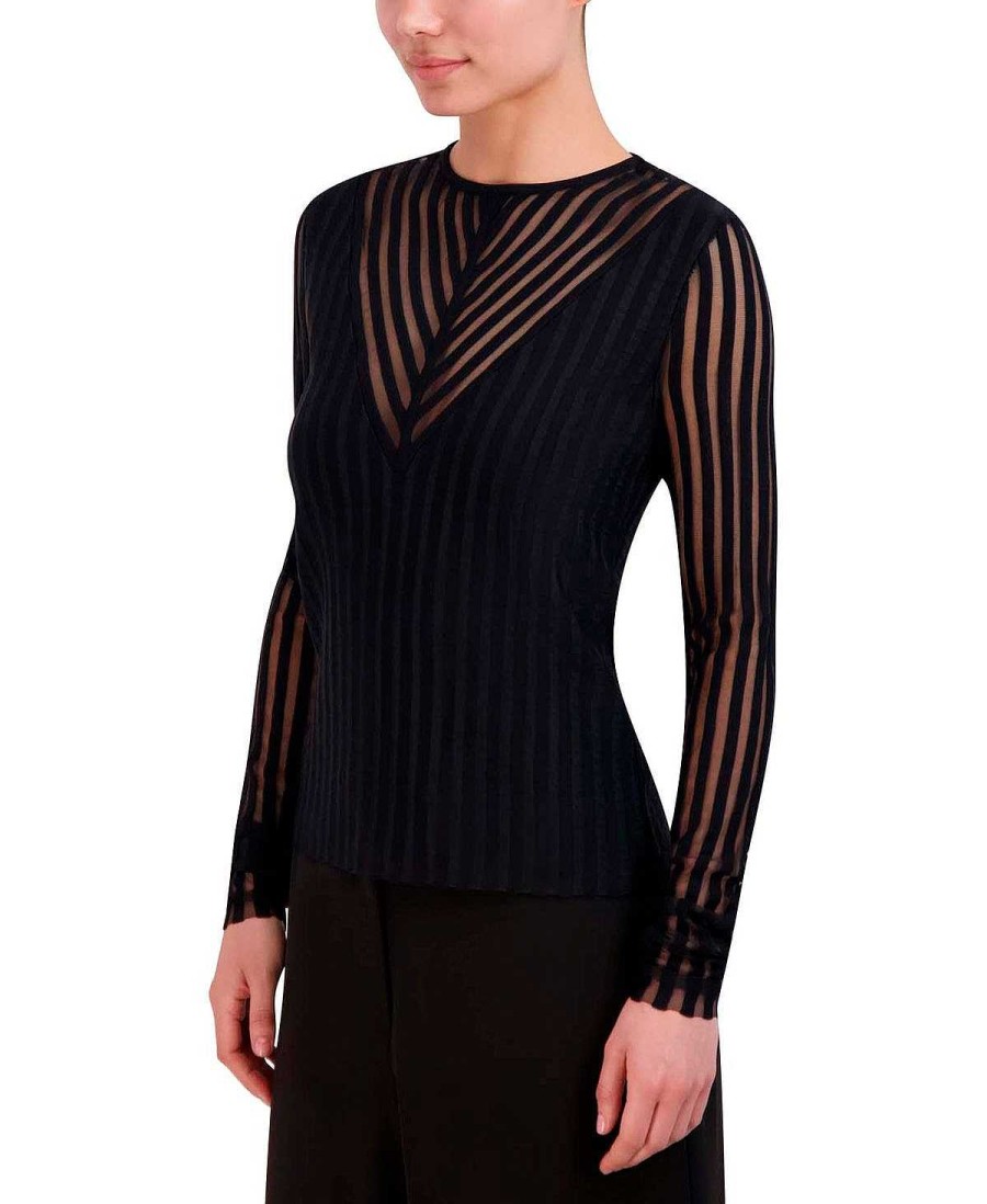 BCBG MAX AZRIA Pullover | Weitarmelige Rayas Terciopelo-Bluse