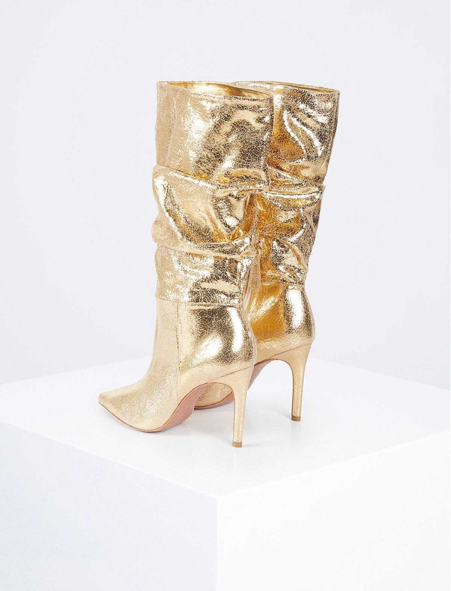 BCBG MAX AZRIA Schuhe | Toni Metallic-Absatzstiefel Mit Craquelado-Effekt